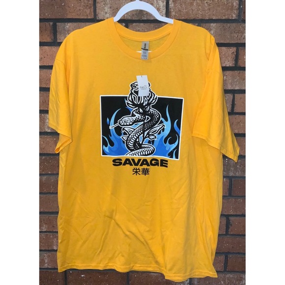 Rue21 Other - Rue21 Savage Snake Rose Graphic Tee Yellow Short Sleeve Gildan Mens XL